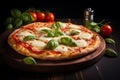 Delicious Margherita pizza, crafted with fresh ingredients in a pizzeria