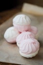 Delicious marshmallow with strawberry creamy taste on the table