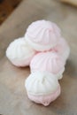 Delicious marshmallow with strawberry creamy taste on the table