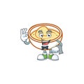 Delicious mashed potatoes with waiter mascot character