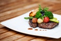 A delicious meal - Ribeye Steak Black Angus with asparagus Royalty Free Stock Photo