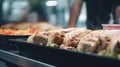 Delicious meat burgers in pita bread on a fast food restaurant tray. Royalty Free Stock Photo