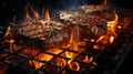 Delicious meat fried steaks on the grill cooked Royalty Free Stock Photo