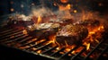 Delicious meat fried steaks on the grill cooked Royalty Free Stock Photo