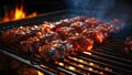 Delicious meat fried steaks on the grill cooked