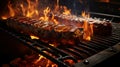 Delicious meat fried steaks on the grill cooked