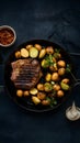 Delicious meat and potatoes, grilled to perfection