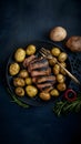 Delicious meat and potatoes, grilled to perfection