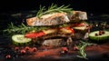 Delicious Meat Sandwich With Fresh Vegetables And Spices