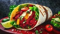 Delicious Meat And Veggie Burrito - A Fusion Of Flavors
