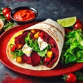 Delicious Meat And Veggie Burrito - A Fusion Of Flavors