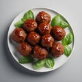 Delicious meatballs on a plate.