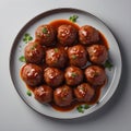 Delicious meatballs on a plate.