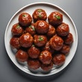 Delicious meatballs on a plate.