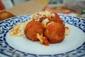 delicious meatballs with rice