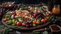 Delicious Mediterranean Salad in Plate on Foody Background AI Generative