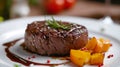 delicious medium done steak with rosemary, generative ai Royalty Free Stock Photo