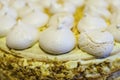 Delicious meringue pie with homemade buttercream. Unhealthy food concept
