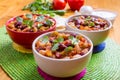 Three bowls of Delicious Mexican Bean Chilli