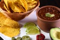 delicious Mexican cuisine guacamole, taco, tortilla, spicy Mexican chille Royalty Free Stock Photo