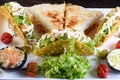 delicious Mexican cuisine guacamole, taco, tortilla, spicy Mexican chille Royalty Free Stock Photo