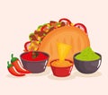 Delicious mexican tacos with sauces Royalty Free Stock Photo