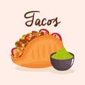 Delicious mexican tacos with sauces Royalty Free Stock Photo