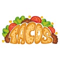 Delicious Mexican tacos stylized lettering Royalty Free Stock Photo