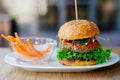 Delicious Mexican vegan burger with chickpeas