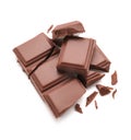 Delicious milk chocolate pieces on white background Royalty Free Stock Photo