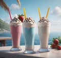 delicious milkshakes on tables