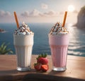 delicious milkshakes on tables