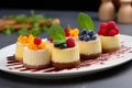 Delicious Mini Cheesecakes with berries Collection.