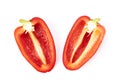 Delicious mini red bell pepper cut in half. Tasty Vegetables