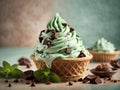 delicious mint chocolate chip gelato cone is a refreshing and indulgent treat that is perfect for a hot summer day