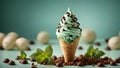 delicious mint chocolate chip gelato cone is a refreshing and indulgent treat that is perfect for a hot summer day