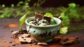 Delicious Mint Chocolate Ice Cream Selective Focus Background