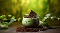 Delicious Mint Chocolate Ice Cream Selective Focus Background