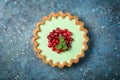 Delicious mint open tart with fresh cranberry