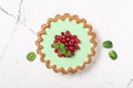 Delicious mint open tart with fresh cranberry