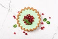 Delicious mint open tart with fresh cranberry