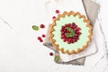 Delicious mint open tart with fresh cranberry