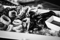 Delicious mix fried seafood dish with octopus, shrimps, prawns, shells, squids & fresh fish Royalty Free Stock Photo