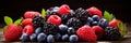 Delicious mixed berry medley - vibrant background banner with a medley of fresh berries