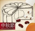 Delicious Mooncake in Hand Drawn Style for Mid-Autumn Festival, Vector Illustration