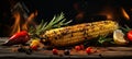 Delicious and mouth watering grilled corn on the cob tempting summer barbecue treat
