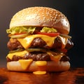 Delicious mouthwatering juicy cheeseburger meal Royalty Free Stock Photo