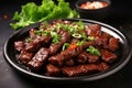 Delicious and mouthwatering south korean galbi. a delectable dish of marinated and grilled ribs Royalty Free Stock Photo