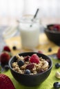 delicious muesli with fresh and dried fruits.