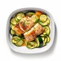 Delicious Muffin Dish With Roasted Barramundi Steak And Zucchini